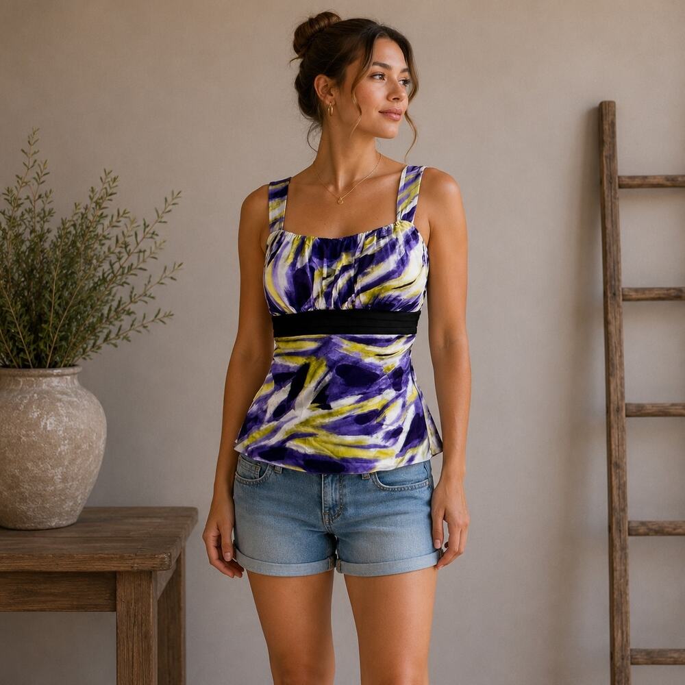 IZ Byer California Purple Lime Babydoll Y2K Top XL
